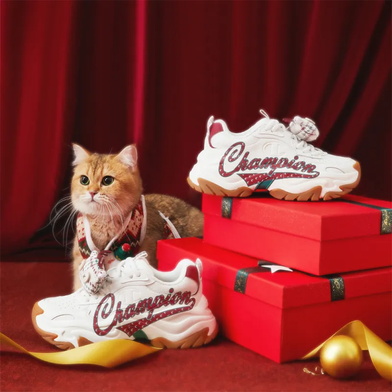 Champion Low Top Chunky Sneakers Women's Milk White/Team Red-6