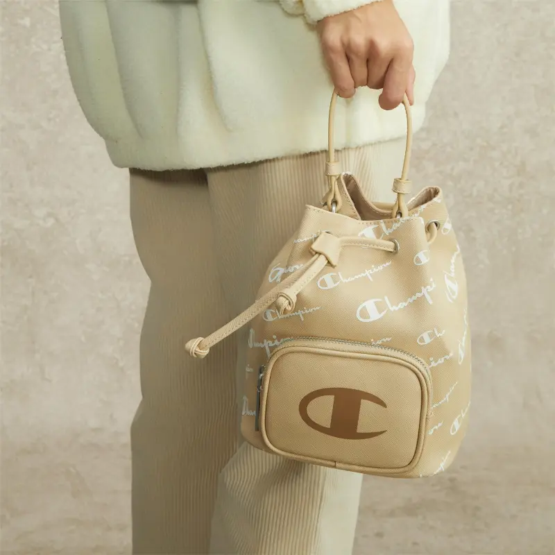 Champion Synthetic Leather Bucket Bag Crossbody Handbag Small Size Unisex Khaki/Blue-6