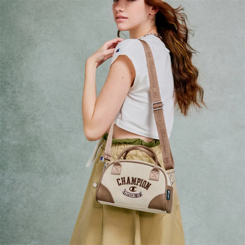 Champion Artificial Leather With Textile Shoulder Bag Unisex Black/Dark Blue/Light Brown-4