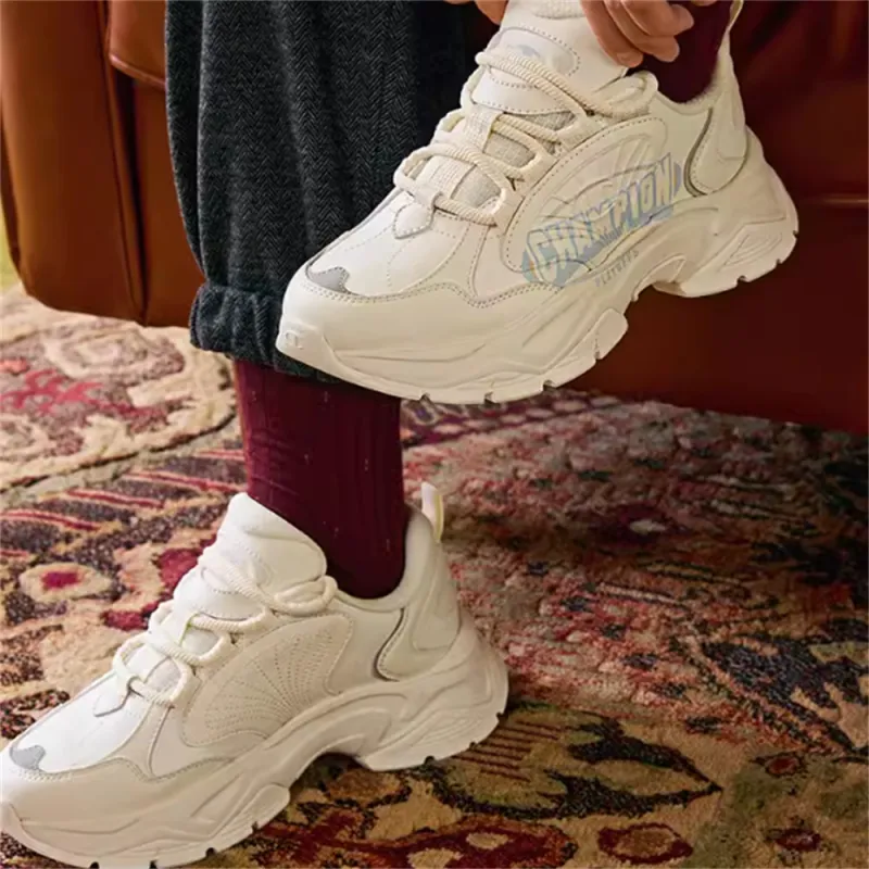 Champion Cushioning Height Increasing Low Top Chunky Sneakers Women's White Light Blue-5