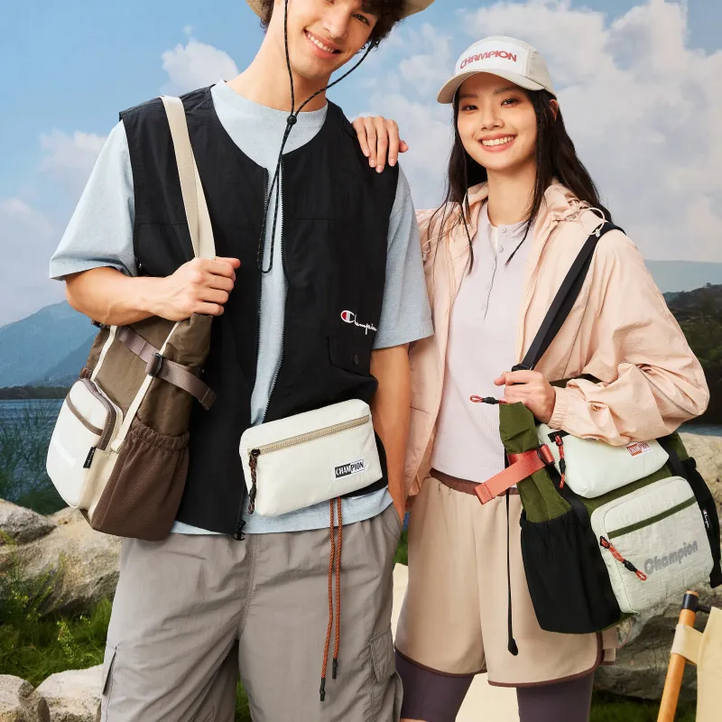 Champion Fabric Handbag Large Size Unisex Olive Green/Black/Milk White/Baroque Brown/Wheat Brown/Milk White-13