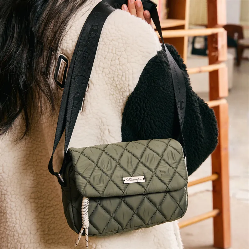Champion Fabric Shoulder Bag Small Size Unisex Dark Green/Black-5