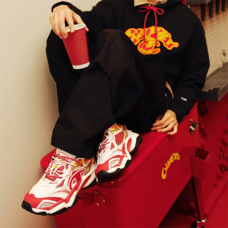 Champion Year Of The Snake Fang Shark Shoes Power Armor Low-Top Chunky Sneakers Men's Ash Red/Milk White-5