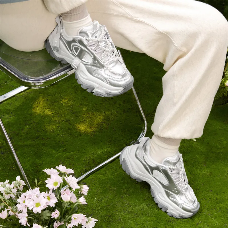 Champion Low Top Chunky Sneakers Unisex Silver White/Photon Gray Pearl Edition-5