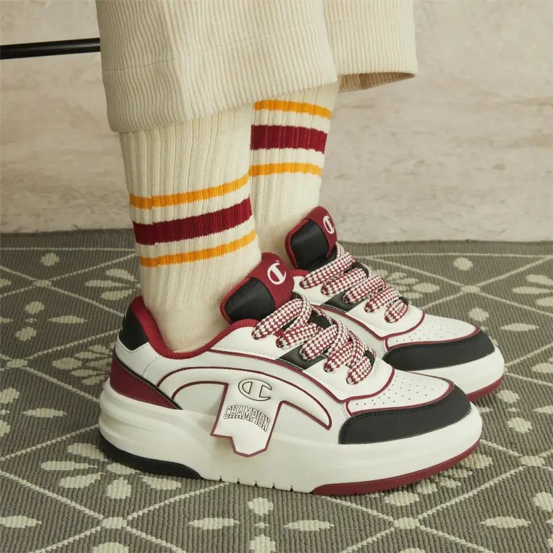 Champion Low Top Skateboard Shoes Unisex Dark Red-5