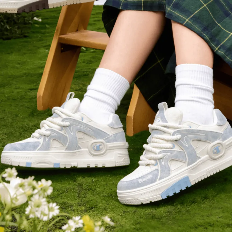 Champion Cloud Touch Shoes Balance Low Top Skateboard Shoes Women's Milk White/Peak Blue-6