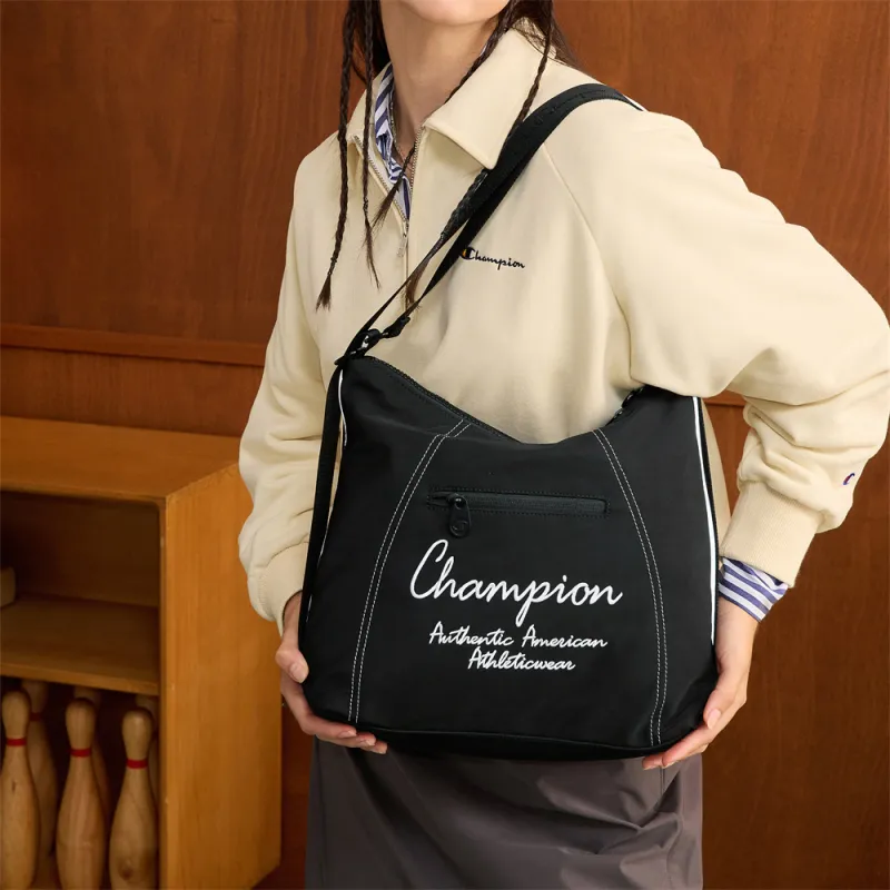 Champion Fabric Shoulder Bag Double Shoulder Classic Minimalist Style Individual Regular Unisex Dark Gray/Ecru/Black-15