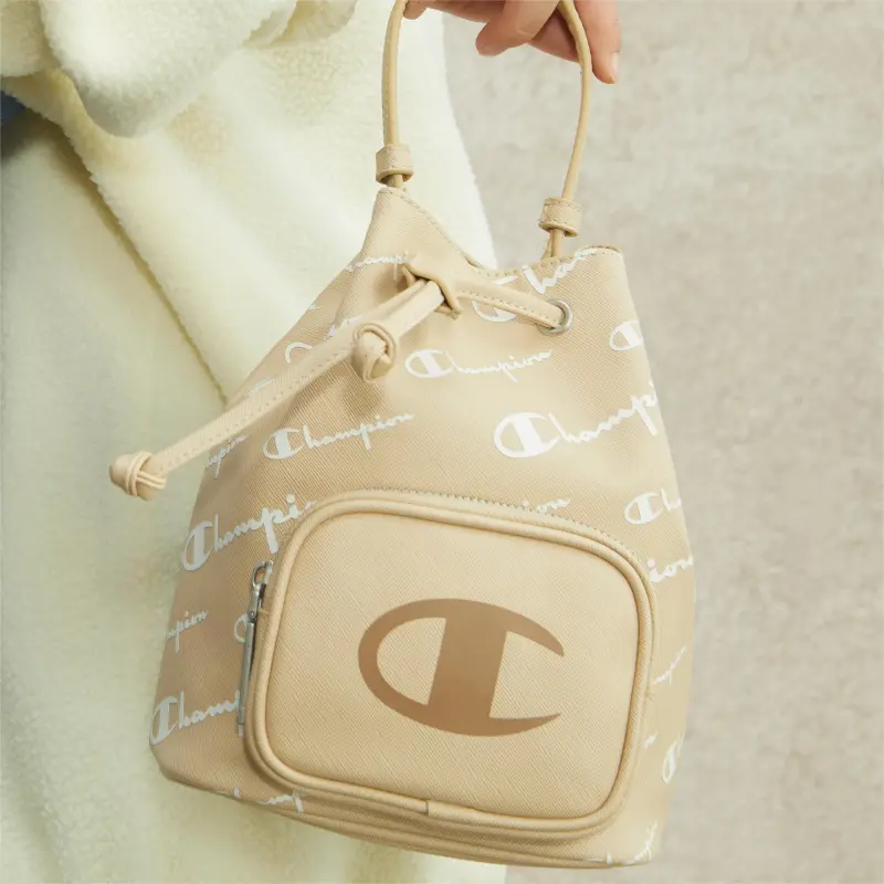 Champion Synthetic Leather Bucket Bag Crossbody Handbag Small Size Unisex Khaki/Blue-7