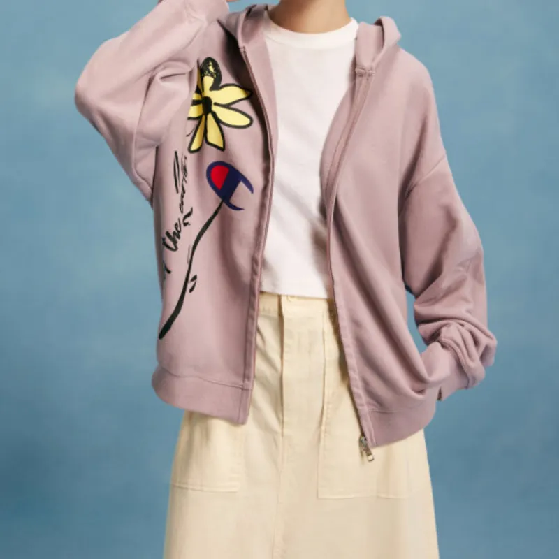 Champion Zip Closure Cardigan Sweatshirt US Version Women's-4