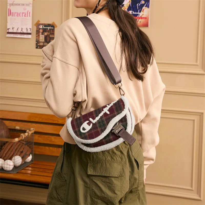 Champion Fabric Shoulder Bag Regular Unisex Night Umber Red With Light Bone-4