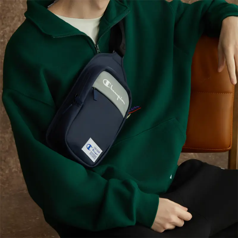 Champion Fabric Sling Bag Unisex Khaki/Dark Blue/Black-13