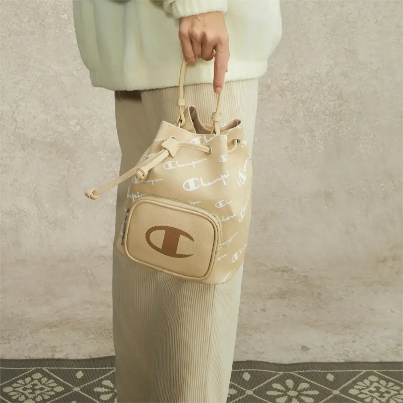 Champion Synthetic Leather Bucket Bag Crossbody Handbag Small Size Unisex Khaki/Blue-5