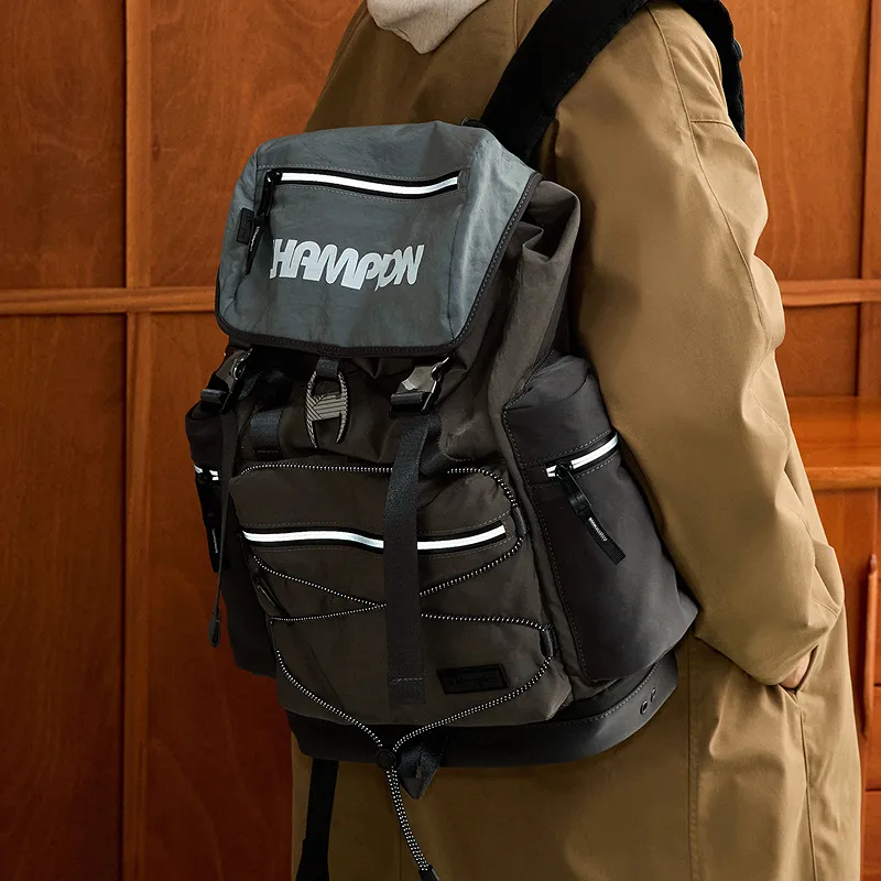 Champion Fabric Backpack Regular Unisex Alloy Gray & Coffee Gray & Smoke Gray-4