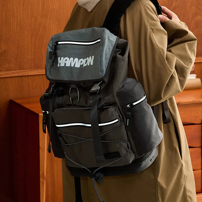 Champion Fabric Backpack Regular Unisex Alloy Gray & Coffee Gray & Smoke Gray-6