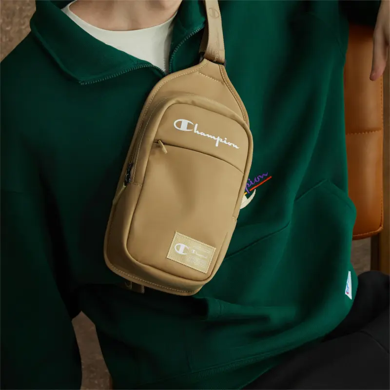 Champion Fabric Sling Bag Unisex Khaki/Dark Blue/Black-5