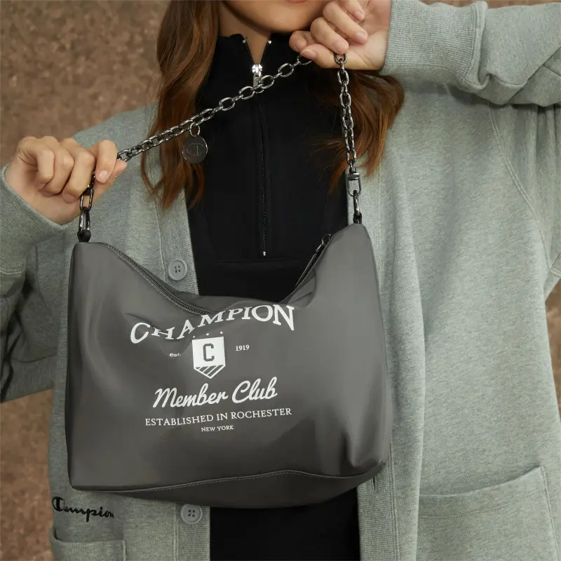 Champion Fabric Shoulder Bag Small Size Unisex Light Blue/Dark Gray/Ecru/Black-9
