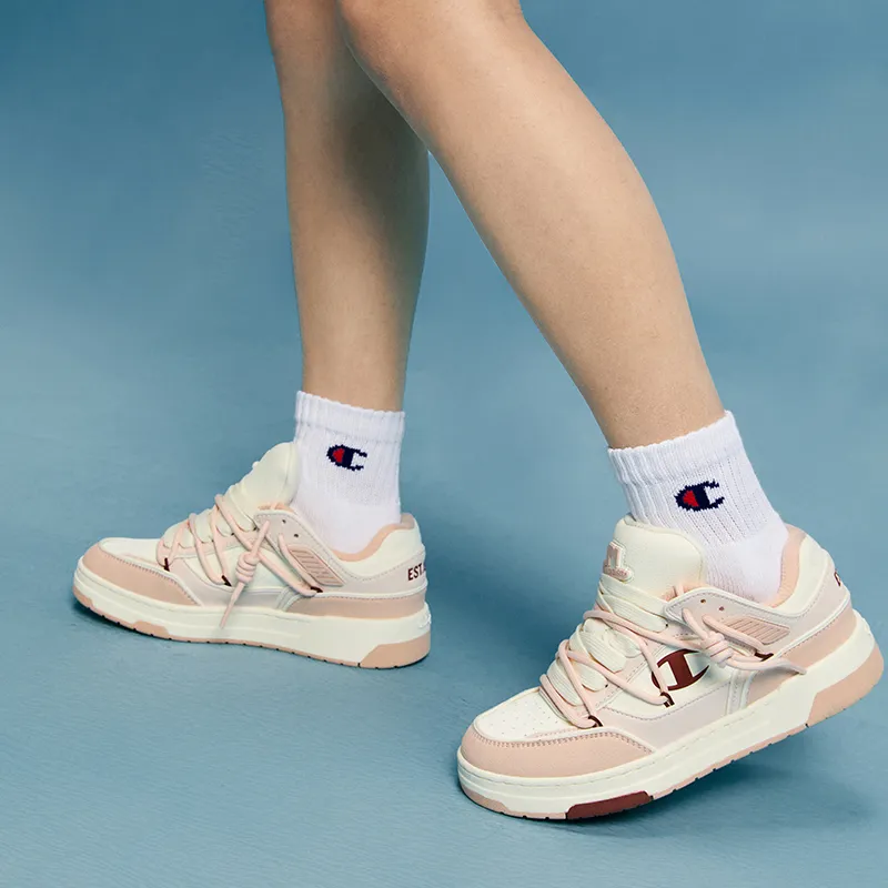 Champion Low Top Skateboard Shoes Unisex Pink White-5
