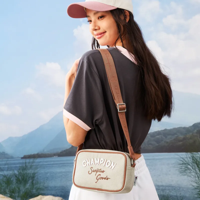 Champion Synthetic Leather Shoulder Bag Regular Unisex Caesar Blue/Linen/Cocoa Mocha-12