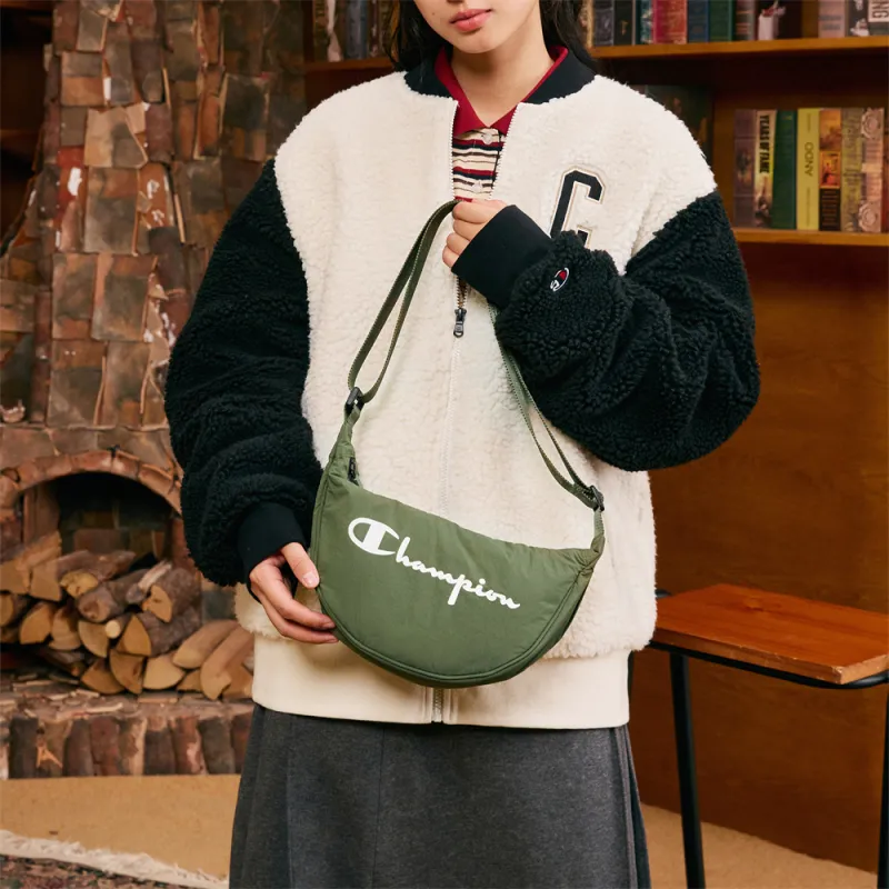 Champion Fabric Crossbody Bag Shoulder Bag Unisex Black/Milk White/Olive Green-4
