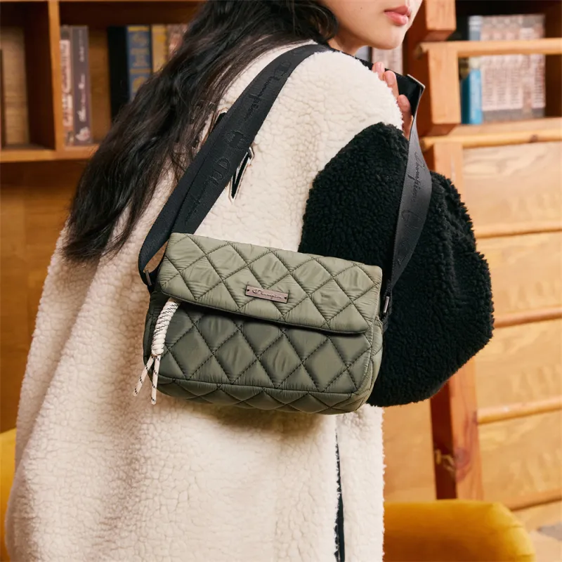 Champion Fabric Shoulder Bag Small Size Unisex Dark Green/Black-4