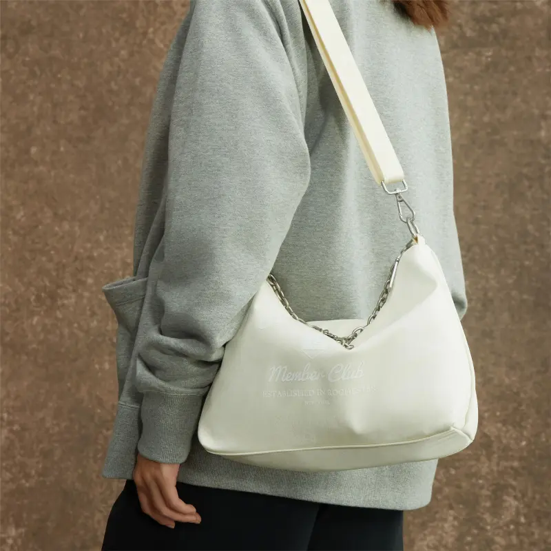 Champion Fabric Shoulder Bag Small Size Unisex Light Blue/Dark Gray/Ecru/Black-19