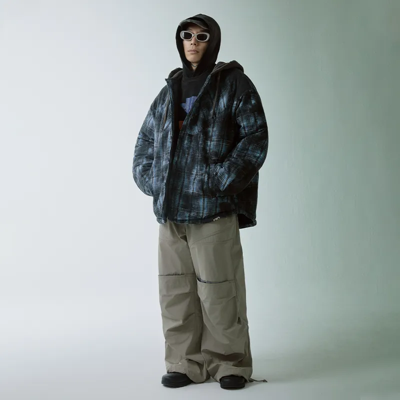 FIRE 2 COLD EGO Puffer Jacket Unisex Blue Plaid-4