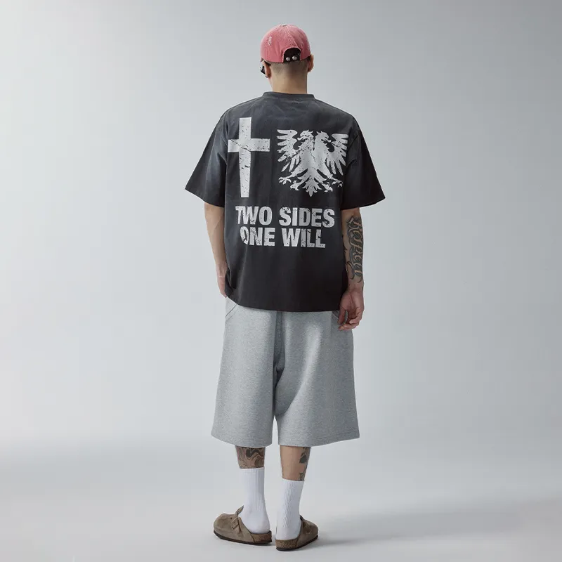FIRE 2 COLD EGO Short Sleeved Unisex Distressed Dark Gray-4