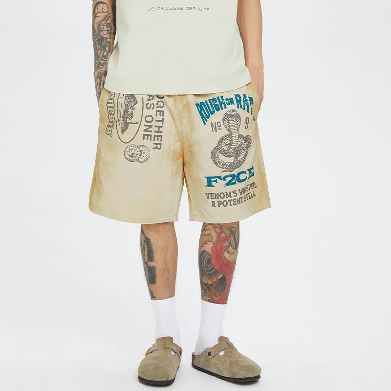 FIRE 2 COLD EGO Casual Shorts Unisex Mud-Dyed-2