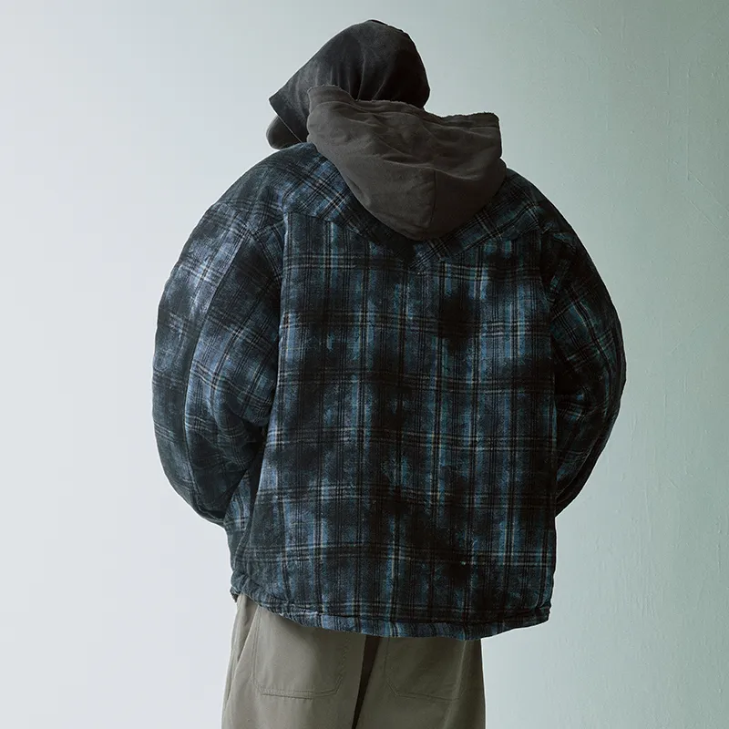 FIRE 2 COLD EGO Puffer Jacket Unisex Blue Plaid-5