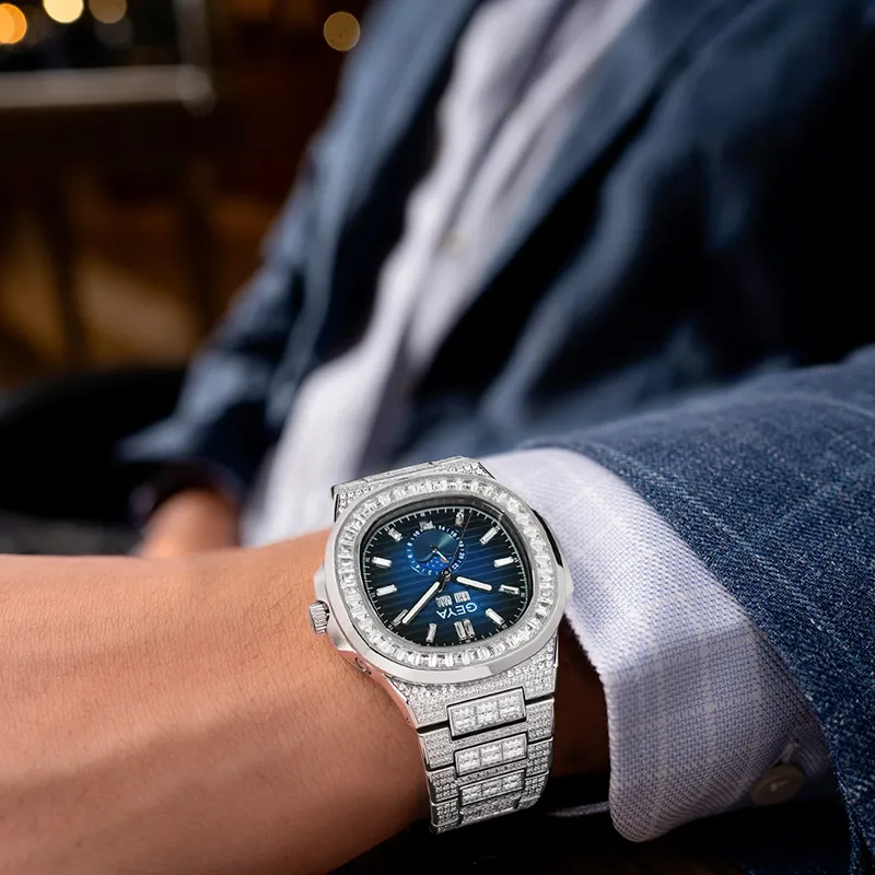 GEYA Automatic Mechanical Movement Stainless Steel Watchband Watch Men's Watches Blue Dial-2