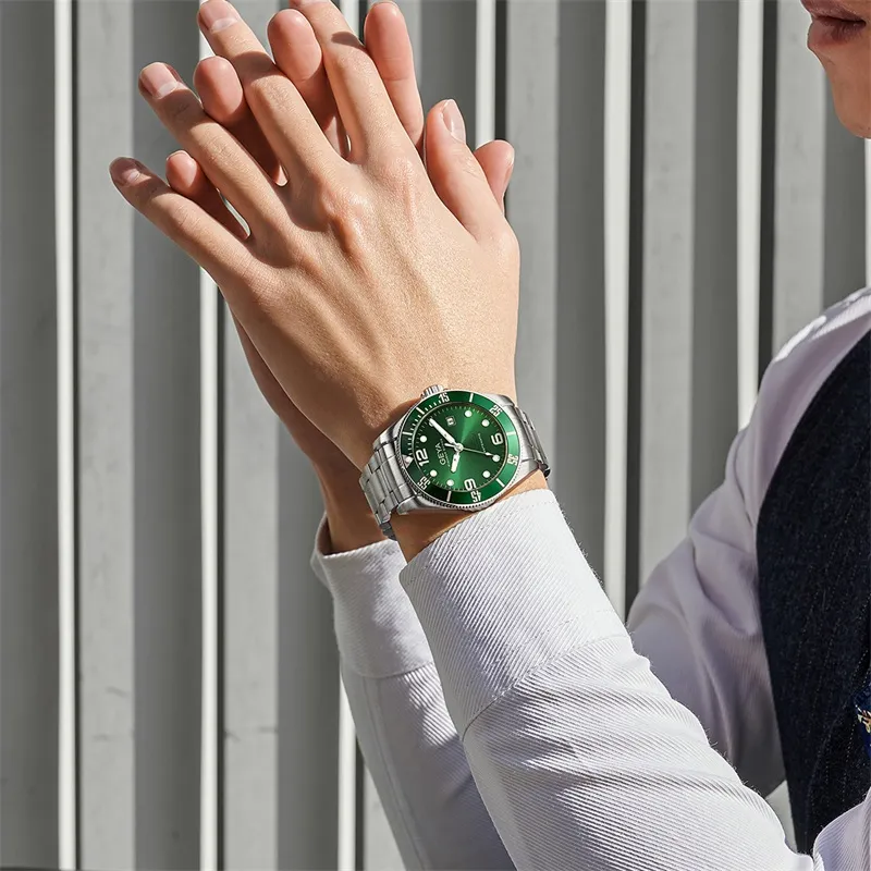 GEYA Automatic Mechanical Movement Stainless Steel Strap Watch Men's Watches Green Dial-3