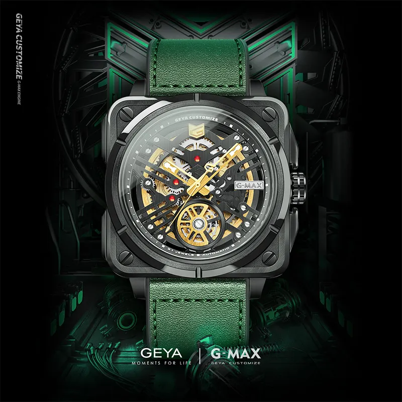 GEYA Limited Racing Edition & G MAX Engine Collection Automatic Mechanical Movement Watch Men's Watches Cut Out Dial-2