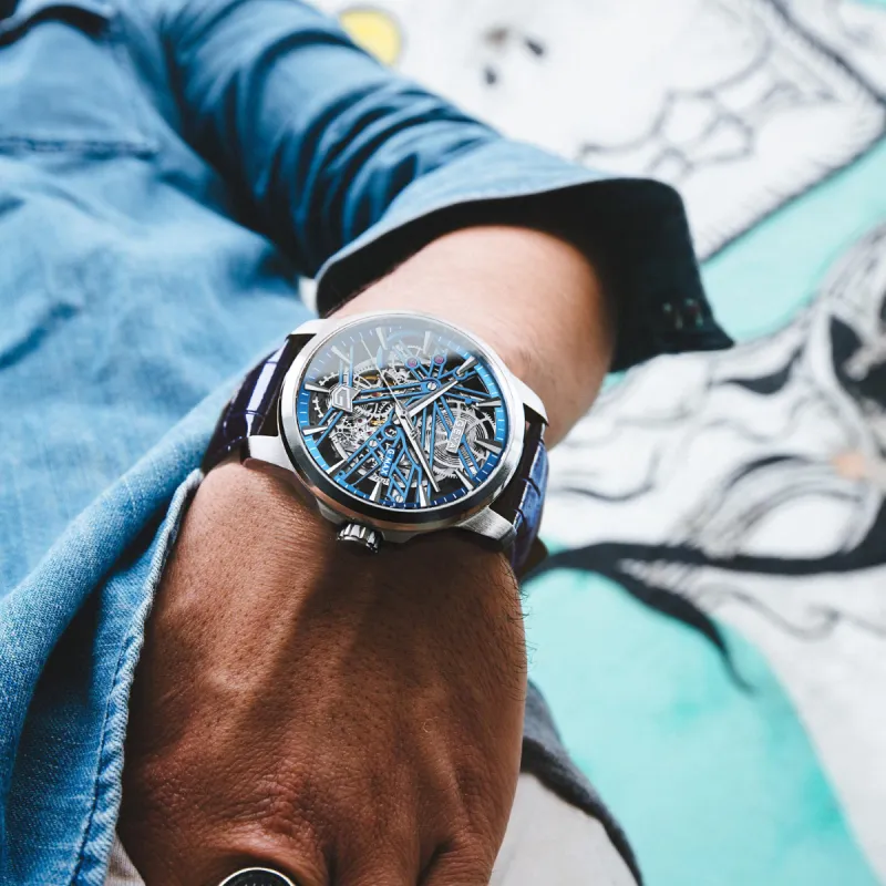 GEYA G MAX Collection Automatic Mechanical Movement Genuine Leather Strap Watch Men's Watches Cut Out Dial-4