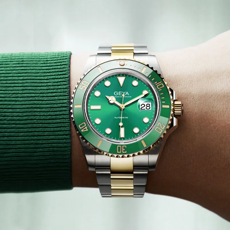 GEYA Sailor Collection Automatic Mechanical Movement Stainless Steel Watchband Watch Men's Watches Green Dial-2