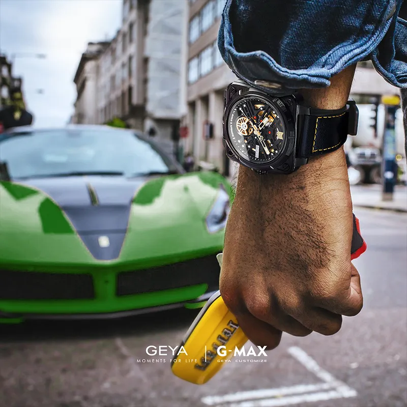 GEYA Limited Racing Edition & G MAX Engine Collection Automatic Mechanical Movement Watch Men's Watches Cut Out Dial-4