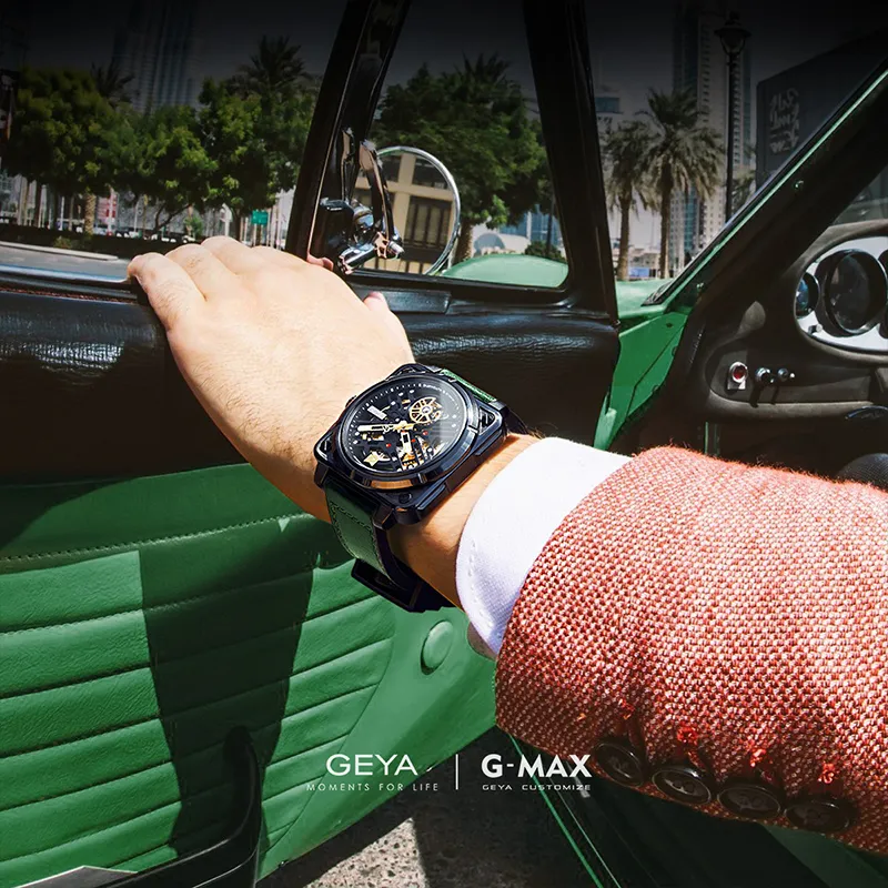 GEYA Limited Racing Edition & G MAX Engine Collection Automatic Mechanical Movement Watch Men's Watches Cut Out Dial-7