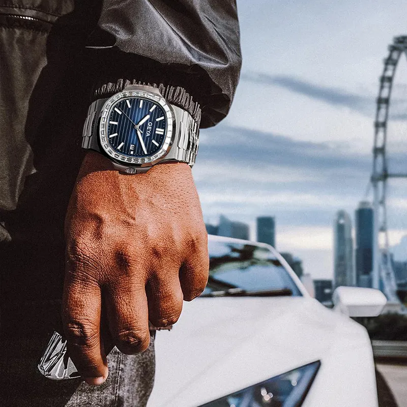 GEYA G MAX Collection Nautilus Automatic Mechanical Movement Stainless Steel Watchband Watch Men's Watches Blue Dial-3