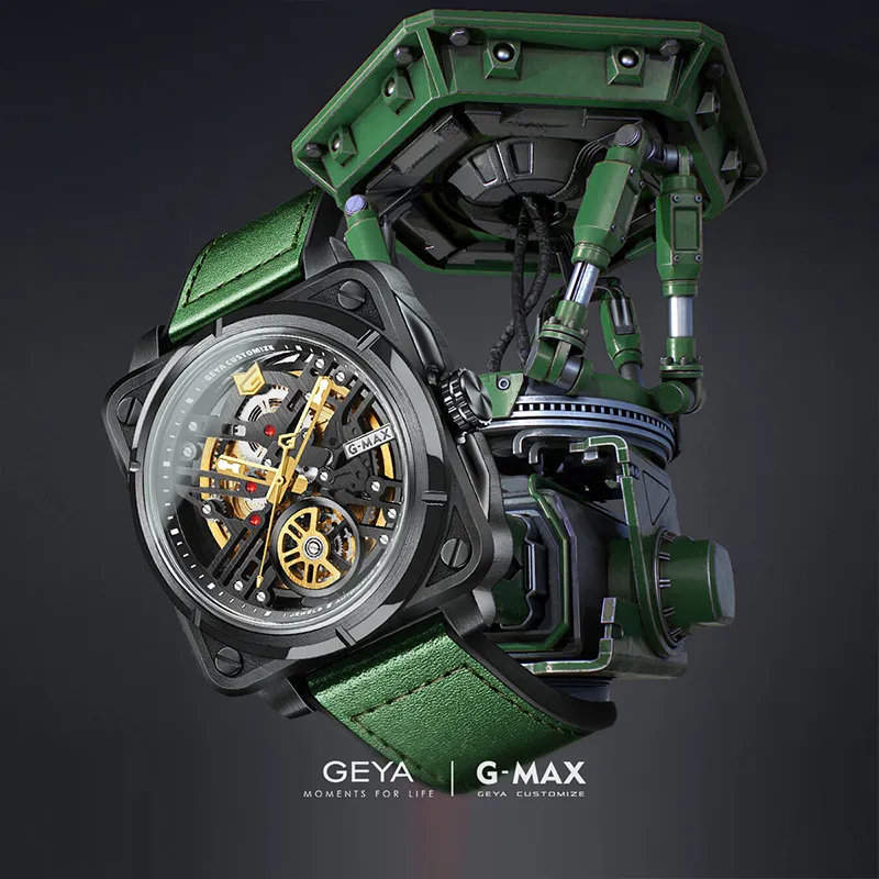 GEYA Limited Racing Edition & G MAX Engine Collection Automatic Mechanical Movement Watch Men's Watches Cut Out Dial-6