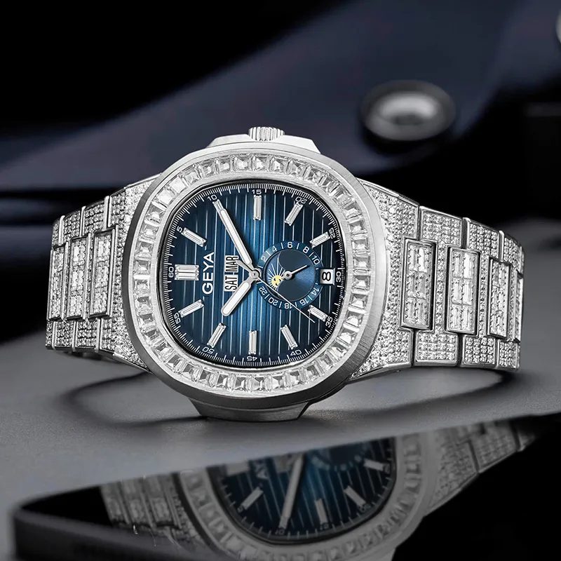 GEYA Automatic Mechanical Movement Stainless Steel Watchband Watch Men's Watches Blue Dial-1