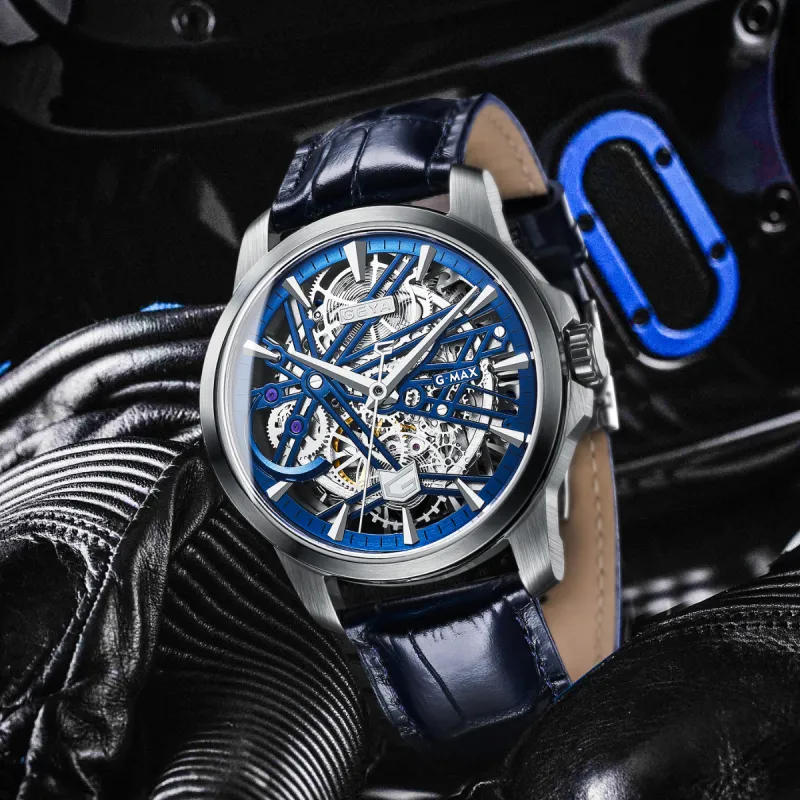 GEYA G MAX Collection Automatic Mechanical Movement Genuine Leather Strap Watch Men's Watches Cut Out Dial-3