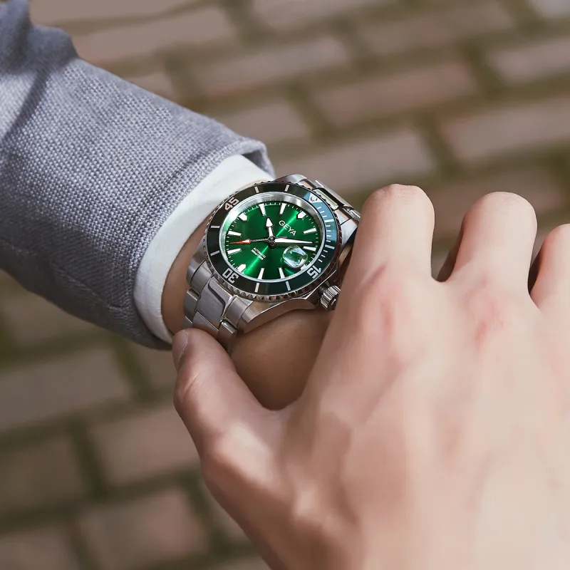 GEYA Ocean Star Automatic Mechanical Movement Stainless Steel Watchband Watch Men's Watches Green Dial-3