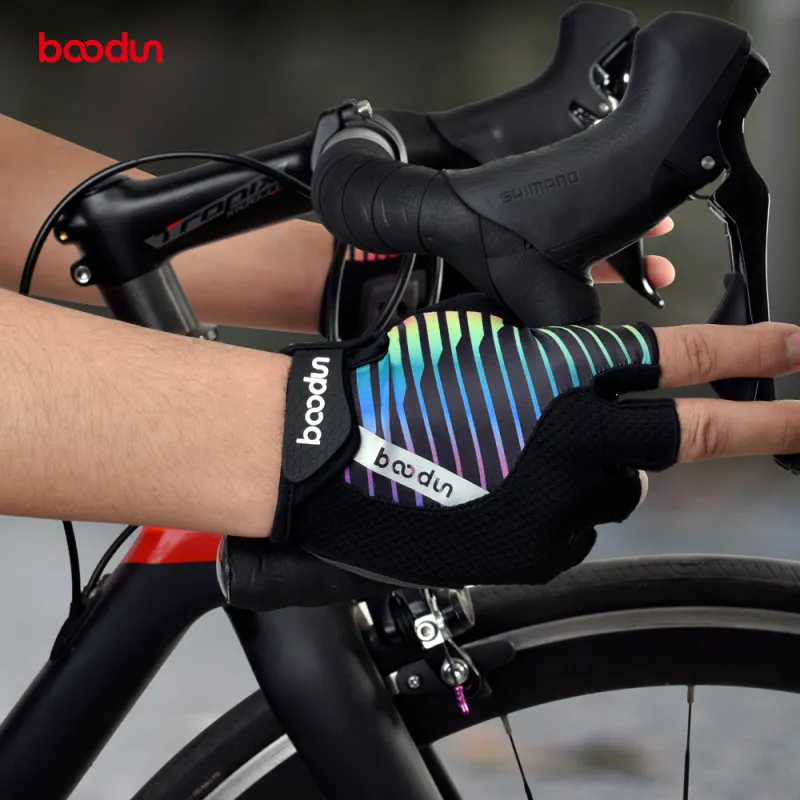 BOODUN Riding Equipment Cycling Glove Unisex Microfiber Silicone Dazzling Color-4