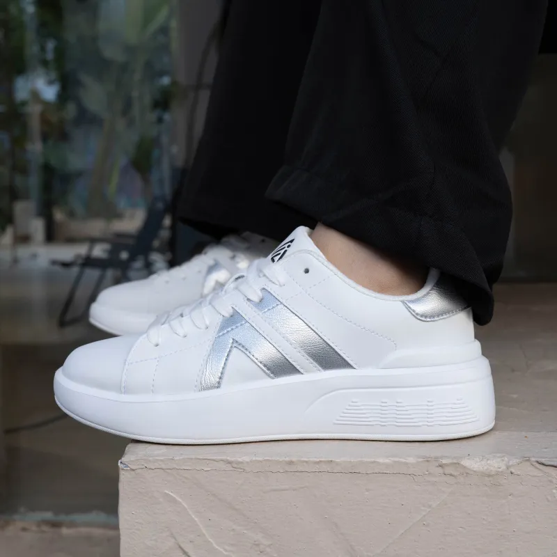 AILIAI Ailei Height Increasing Lightweight Slip Resistant Low Top White Sneakers Unisex White-5