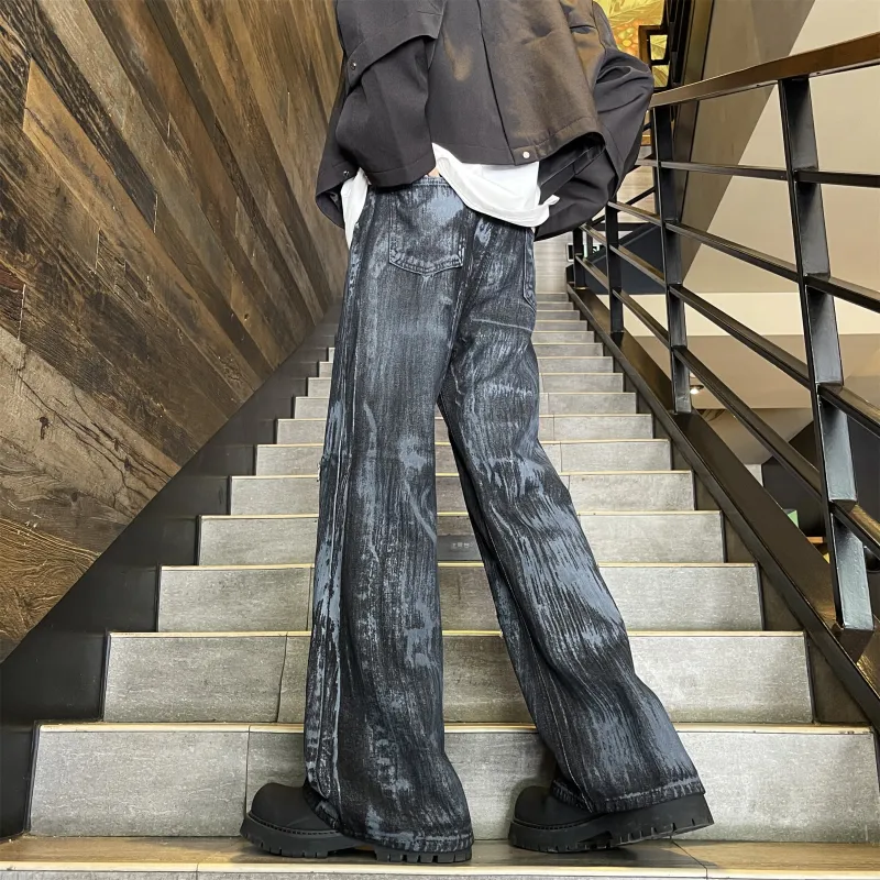 HEMC Jeans Unisex Black Blue Distressed Pants-3