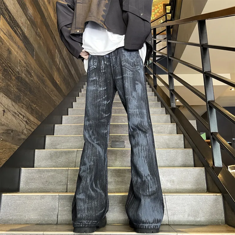 HEMC Jeans Unisex Black Blue Distressed Pants-10