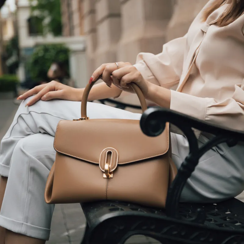DILAKS Cow Leather Crossbody Handbag Trumpets Women's Caramel Brown-5