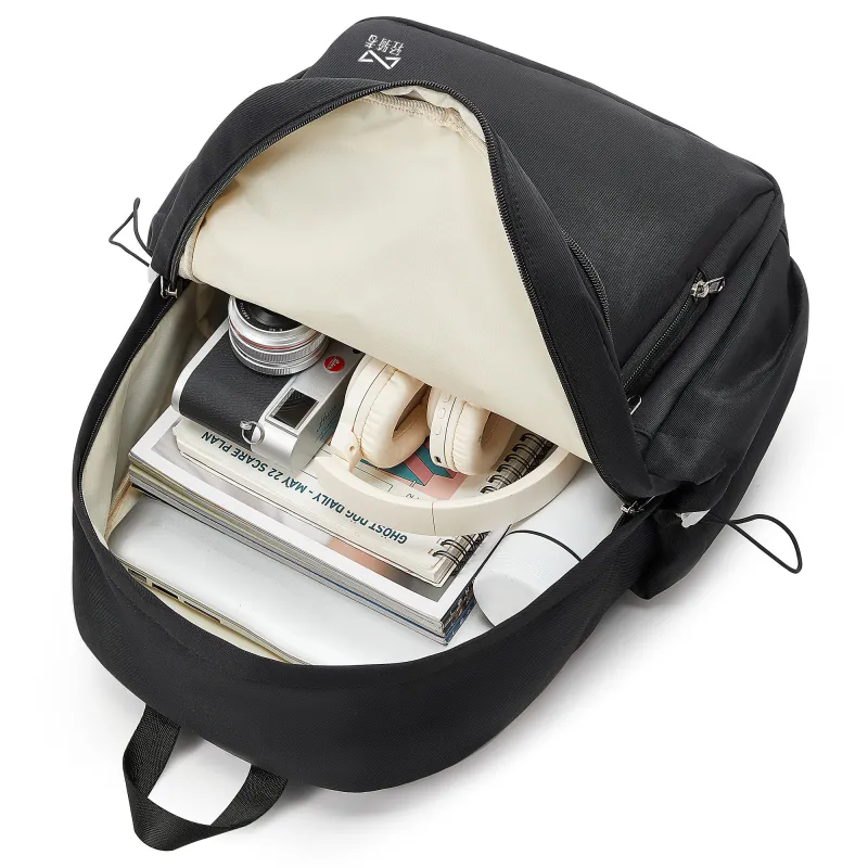 QING QI ZHE Fabric Backpacks Regular Unisex White Brown/Gray Purple/Black-19