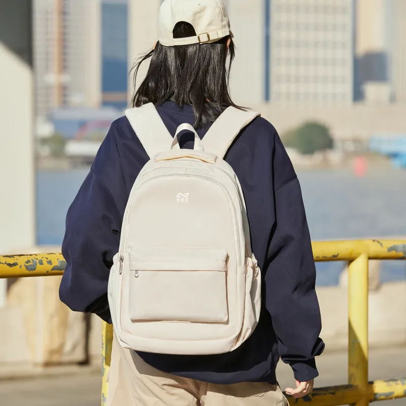 KEYSTREET Fabric Backpack Unisex Ecru/Classic Black/Haze Blue/Mint Green-5