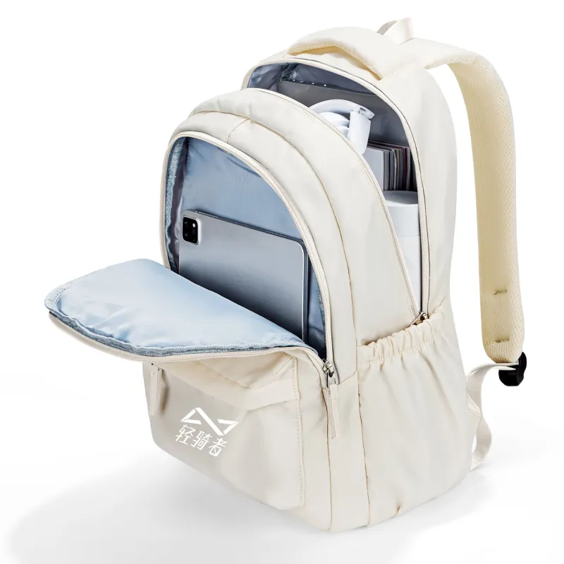 KEYSTREET Fabric Backpack Unisex Ecru/Classic Black/Haze Blue/Mint Green-2