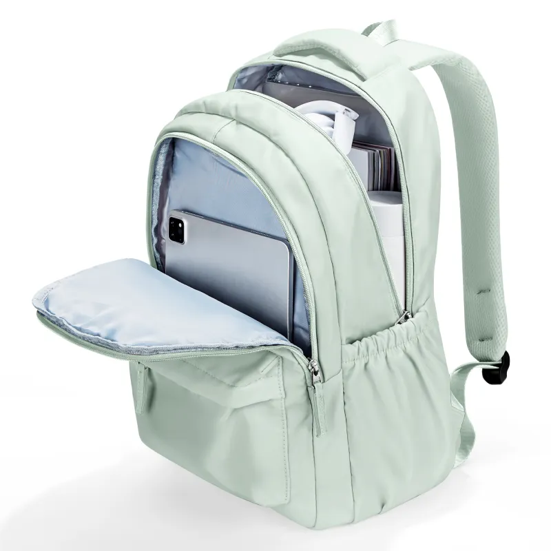 KEYSTREET Fabric Backpack Unisex Ecru/Classic Black/Haze Blue/Mint Green-24